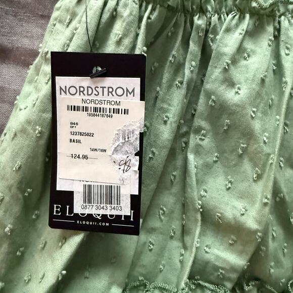 Eloquii Short Sleeve Mini Dress Tiered 14/16 Green Dot New - Picture 5 of 8